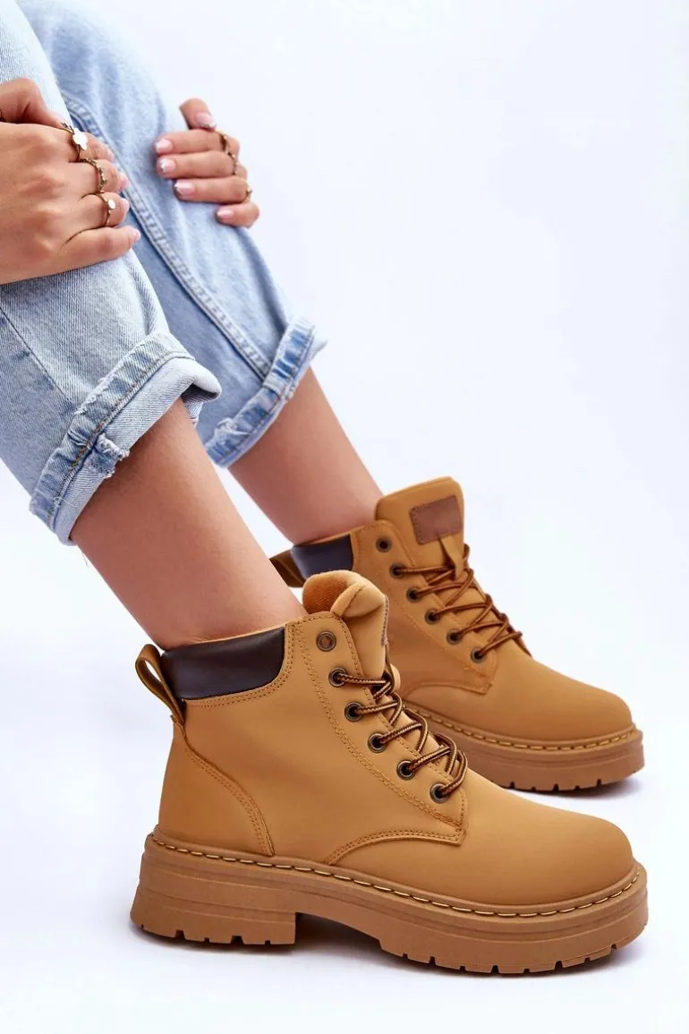 Damskie Trapery Botki Ocieplane Brązowe Corbin