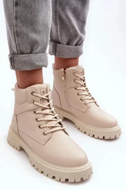 Damskie Trapery Na Suwak Ocieplane Beżowe Gremiva