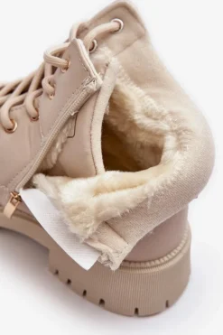 Damskie Trapery Na Suwak Ocieplane Beżowe Gremiva