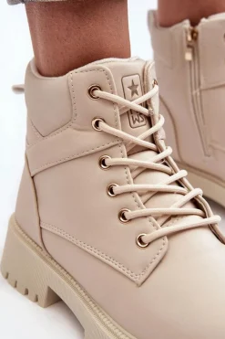 Damskie Trapery Na Suwak Ocieplane Beżowe Gremiva