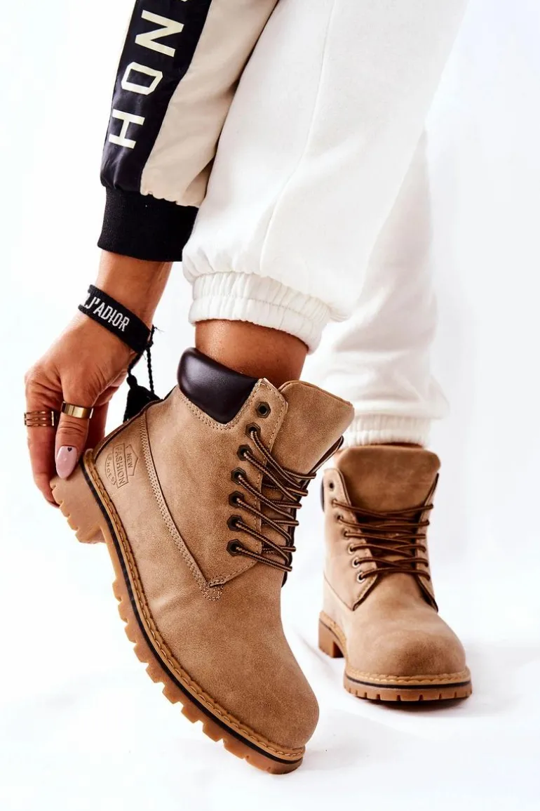 Damskie Trapery Ocieplane Beżowe Crush