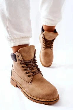 Damskie Trapery Ocieplane Beżowe Crush