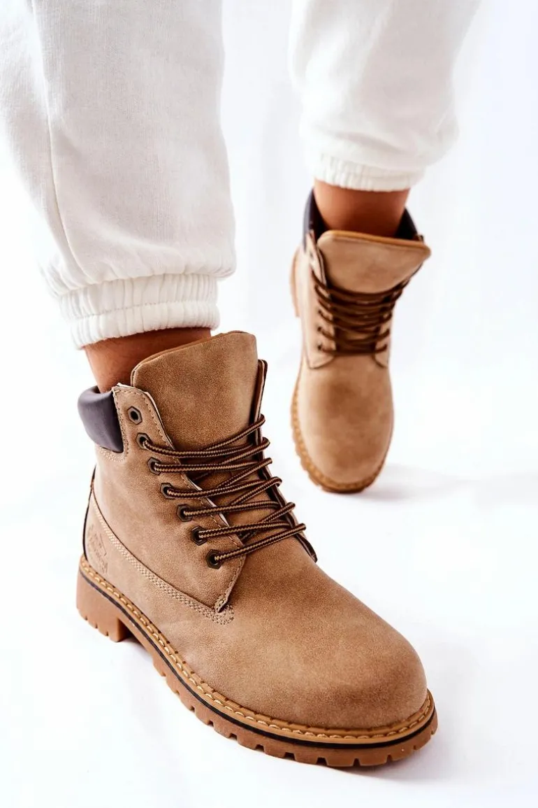 Damskie Trapery Ocieplane Beżowe Crush