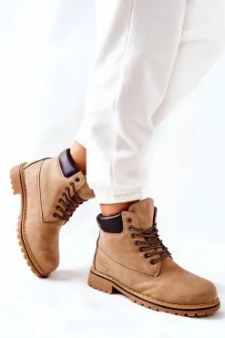 Damskie Trapery Ocieplane Beżowe Crush