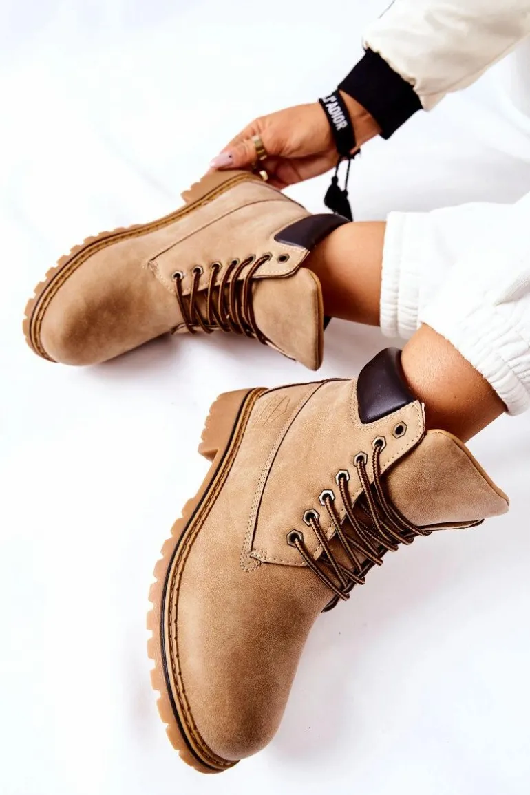 Damskie Trapery Ocieplane Beżowe Crush