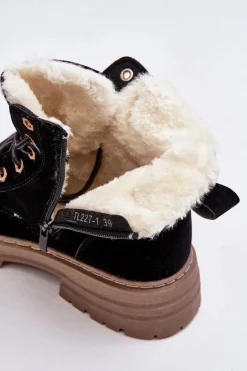 Damskie Trapery Ocieplane Futerkiem Czarne Fenan