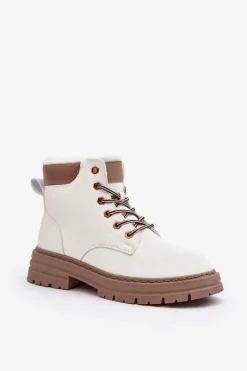 Damskie Trapery Ocieplane Futerkiem Białe Fenan