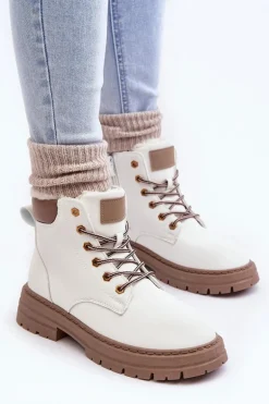 Damskie Trapery Ocieplane Futerkiem Białe Fenan