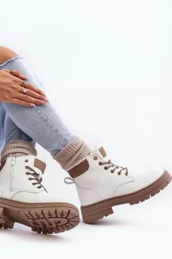 Damskie Trapery Ocieplane Futerkiem Białe Fenan