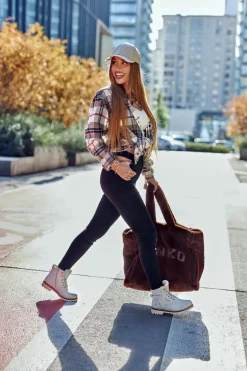 Damskie Trapery Timberki Z Ociepleniem Jasno Szare Tiempo