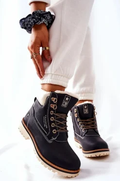 Damskie Trapery Timberki Z Ociepleniem Czarne Tiempo