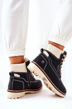 Damskie Trapery Timberki Z Ociepleniem Czarne Tiempo