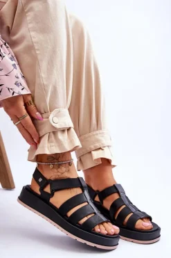 Damskie Wegańskie Sandały Na Rzepy ZAXY JJ285017 Czarne