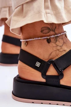 Damskie Wegańskie Sandały Na Rzepy ZAXY JJ285017 Czarne