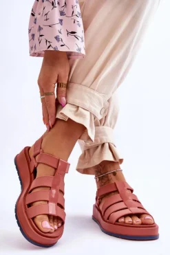 Damskie Wegańskie Sandały Na Rzepy ZAXY JJ285016 Brudny Róż