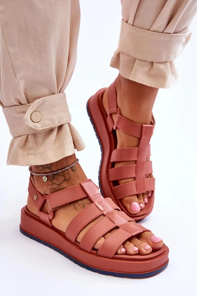 Damskie Wegańskie Sandały Na Rzepy ZAXY JJ285016 Brudny Róż