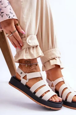 Damskie Wegańskie Sandały Na Rzepy ZAXY JJ285015 Jasnobeżowe