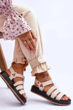 Damskie Wegańskie Sandały Na Rzepy ZAXY JJ285015 Jasnobeżowe