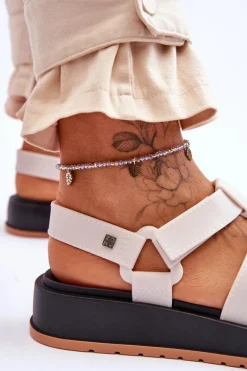 Damskie Wegańskie Sandały Na Rzepy ZAXY JJ285015 Jasnobeżowe