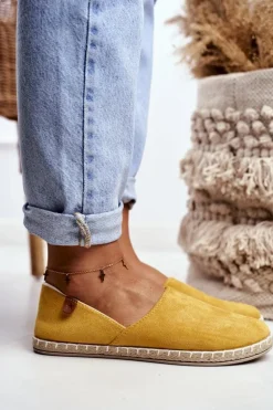 Damskie Welurowe Espadryle Żółte Vulcano
