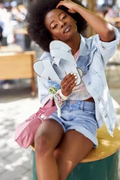 Damskie Welurowe Klapki Błękitne Edesa