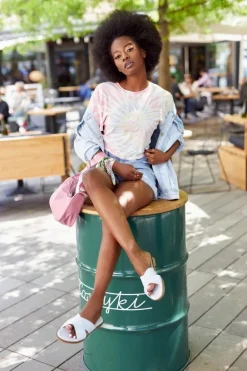 Damskie Welurowe Klapki Błękitne Edesa