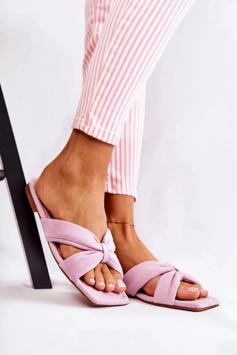 Damskie Welurowe Klapki Jasnofioletowe Vanilla Sky