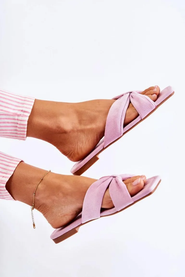 Damskie Welurowe Klapki Jasnofioletowe Vanilla Sky