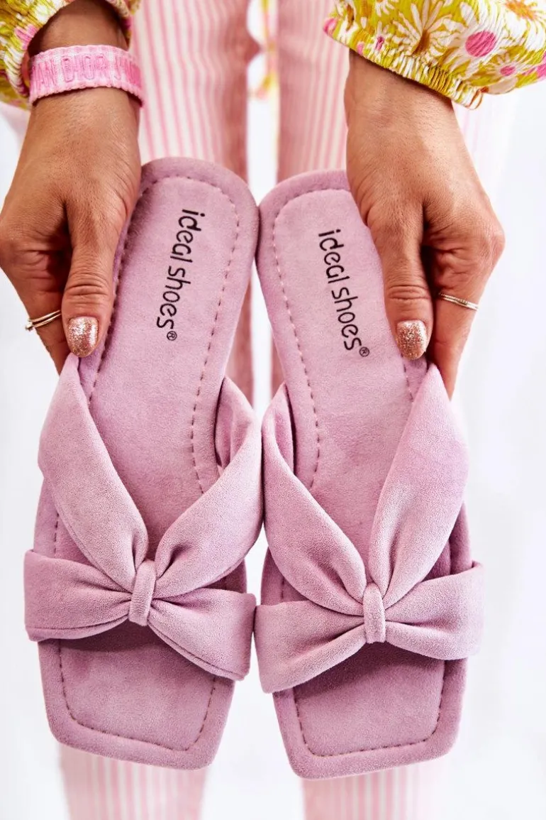 Damskie Welurowe Klapki Jasnofioletowe Vanilla Sky