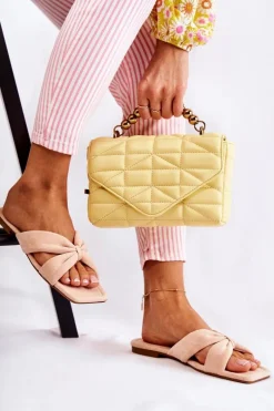 Damskie Welurowe Klapki Jasnoróżowe Vanilla Sky