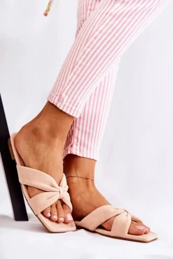 Damskie Welurowe Klapki Jasnoróżowe Vanilla Sky