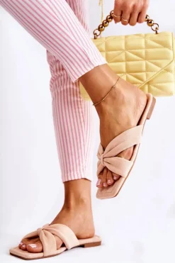 Damskie Welurowe Klapki Jasnoróżowe Vanilla Sky