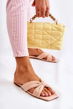 Damskie Welurowe Klapki Jasnoróżowe Vanilla Sky