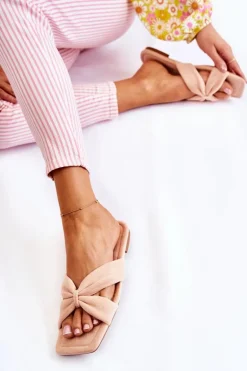 Damskie Welurowe Klapki Jasnoróżowe Vanilla Sky