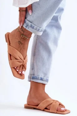 Damskie Welurowe Klapki Pomarańczowe Vanilla Sky