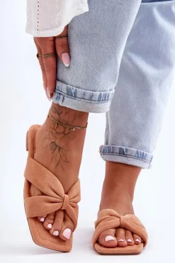 Damskie Welurowe Klapki Pomarańczowe Vanilla Sky