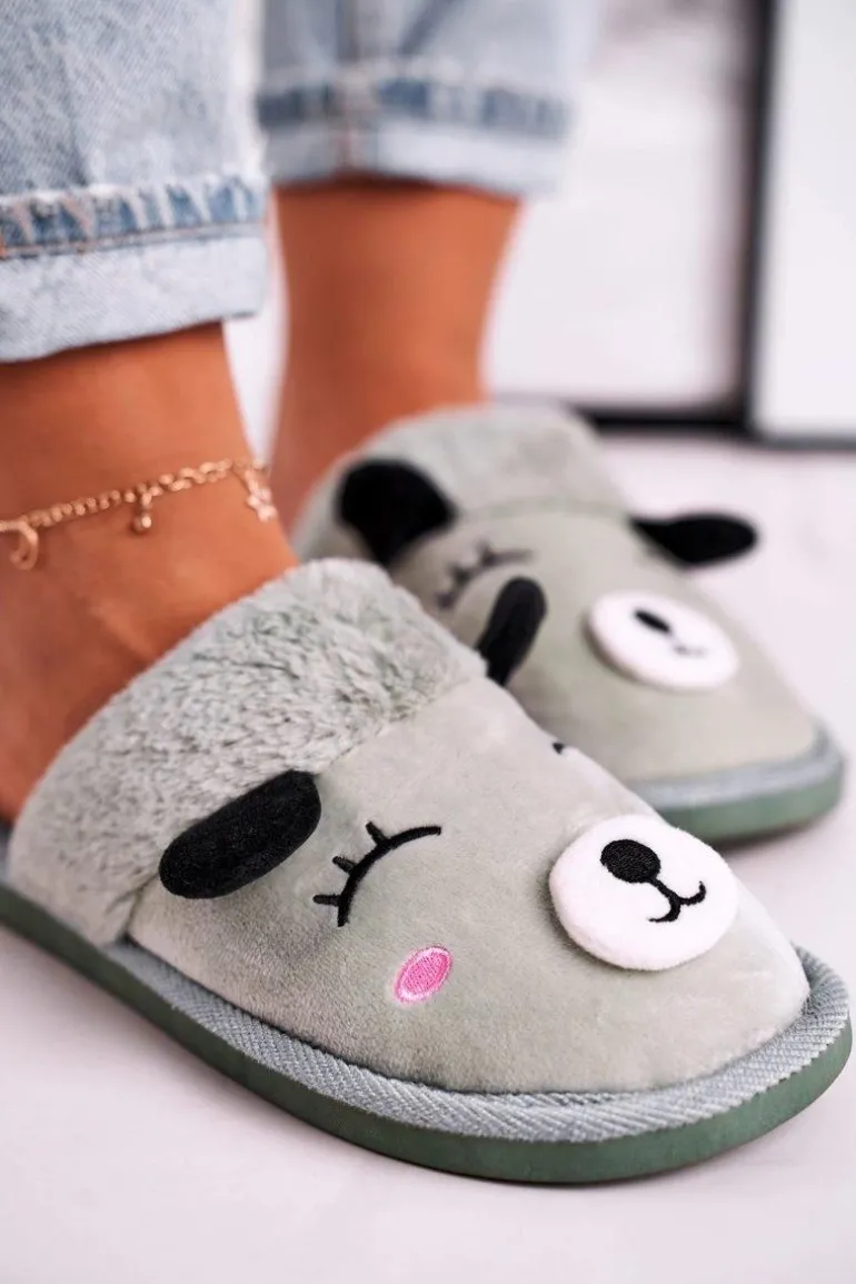 Damskie Welurowe Papcie Z Lamą Zielone Ruddy