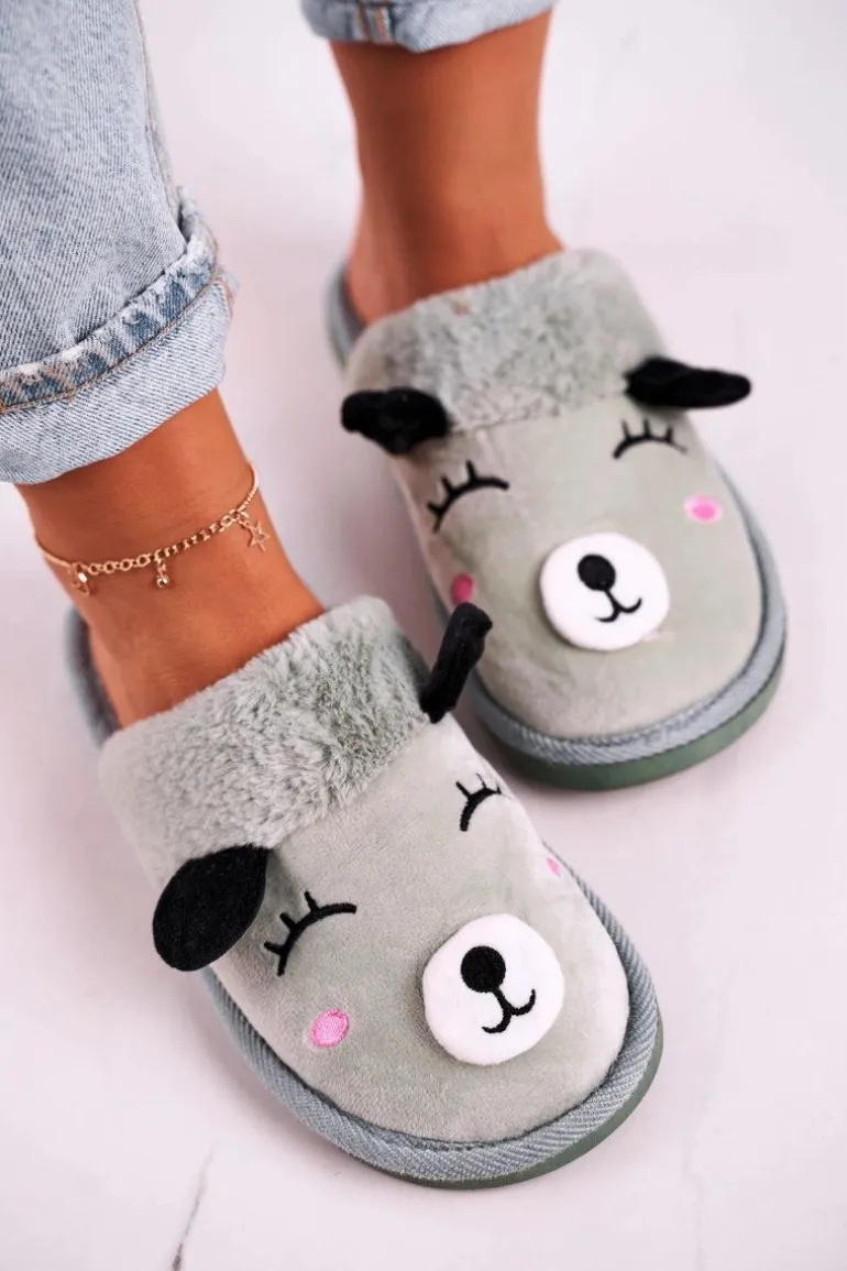 Damskie Welurowe Papcie Z Lamą Zielone Ruddy