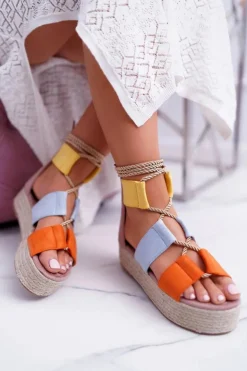 Damskie Wielokolorowe Sandały Na Platformie Espadryle Manado