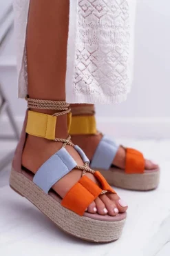 Damskie Wielokolorowe Sandały Na Platformie Espadryle Manado