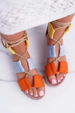 Damskie Wielokolorowe Sandały Na Platformie Espadryle Manado