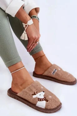 Damskie Świąteczne Papcie Z Reniferem Brązowe Millio