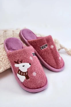 Damskie Świąteczne Papcie Z Reniferem Fioletowe Millio