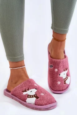 Damskie Świąteczne Papcie Z Reniferem Fioletowe Millio