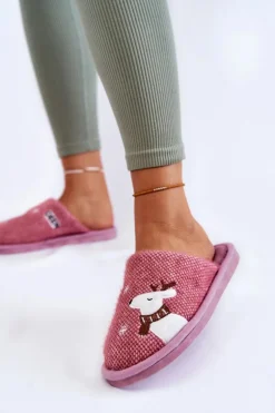 Damskie Świąteczne Papcie Z Reniferem Fioletowe Millio