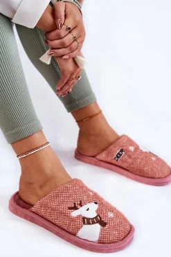 Damskie Świąteczne Papcie Z Reniferem Różowe Millio