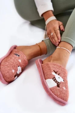 Damskie Świąteczne Papcie Z Reniferem Różowe Millio