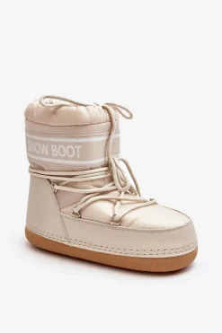 Damskie Wiązane Śniegowce Beżowe Soia