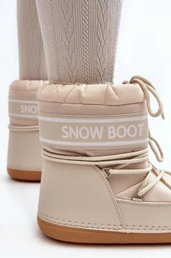 Damskie Wiązane Śniegowce Beżowe Soia