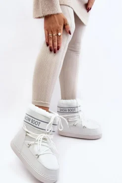 Damskie Wiązane Śniegowce Białe Soia